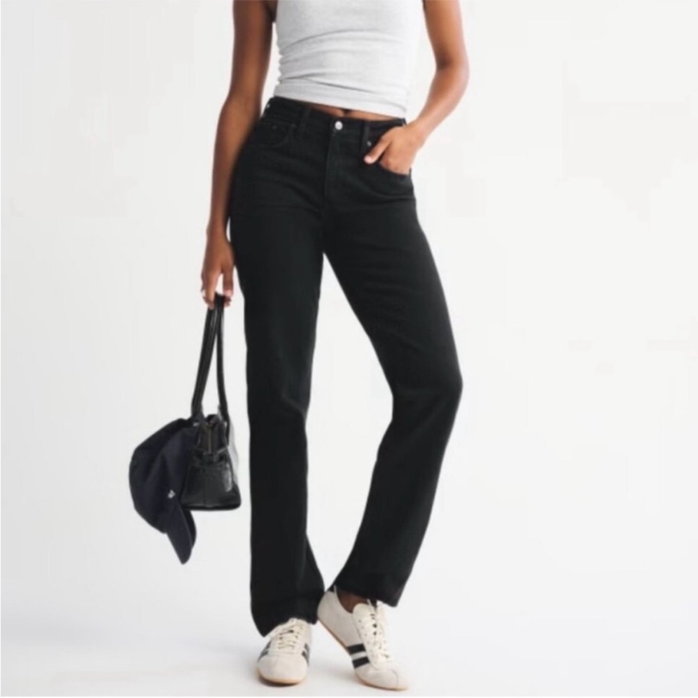 Abercrombie & Fitch 90s Straight Mid Rise Jeans Black Size 27 Extra Short